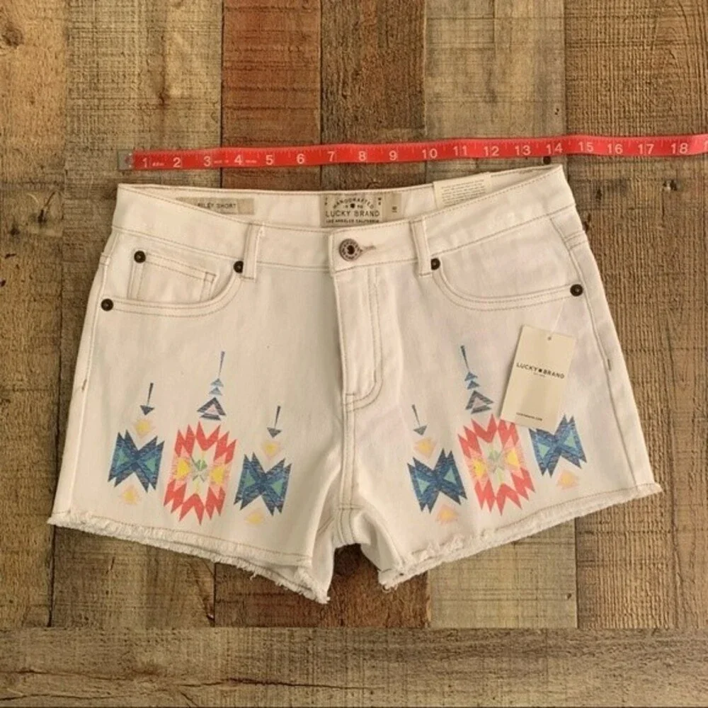 Lucky brand girls white shorts with tribal design - 16